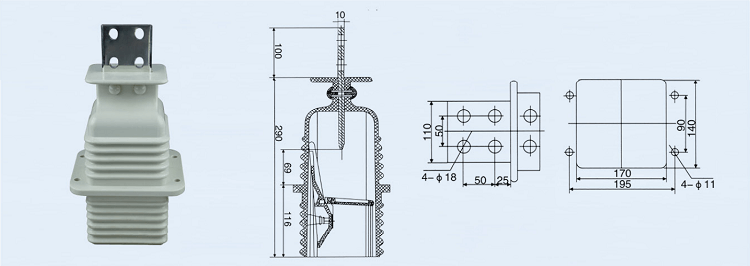 YUEQING DOWE 10KV Epoxi Busbar Insulator JYN-10Q/630A-1250A 12KV Contact Box