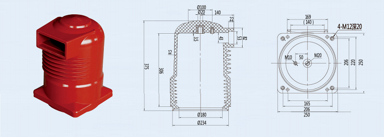 High voltage 3 poles Insulated Contact Box 24KV Epoxy Resin Insulation Contact Box