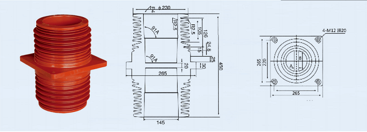 35KV High Voltage Bushing Epoxy Resin Insulation Wall Bushing APG Technology For Switchgear