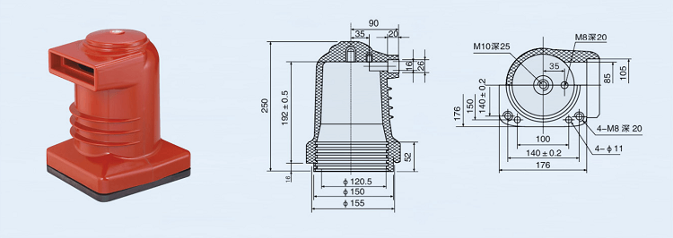 High voltage CH3-10Q 180 indoor red epoxy resin Contact box for 11kv switchgear