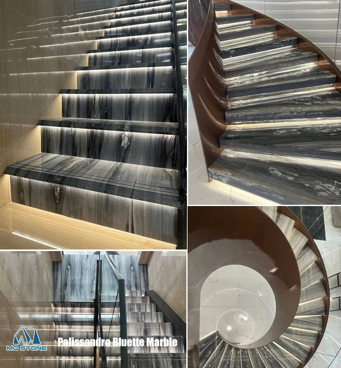 Progetti di scale in marmo Palissandro Bluette-MQ STONE